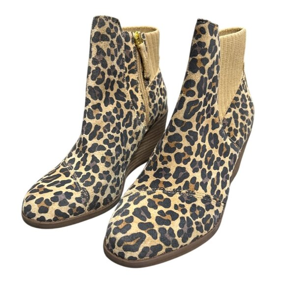 TOMS Sadie Suede Wedge in Leopard Size 6.5 Barbiecore Fall Fashion Cinnamon Girl - Picture 3 of 9